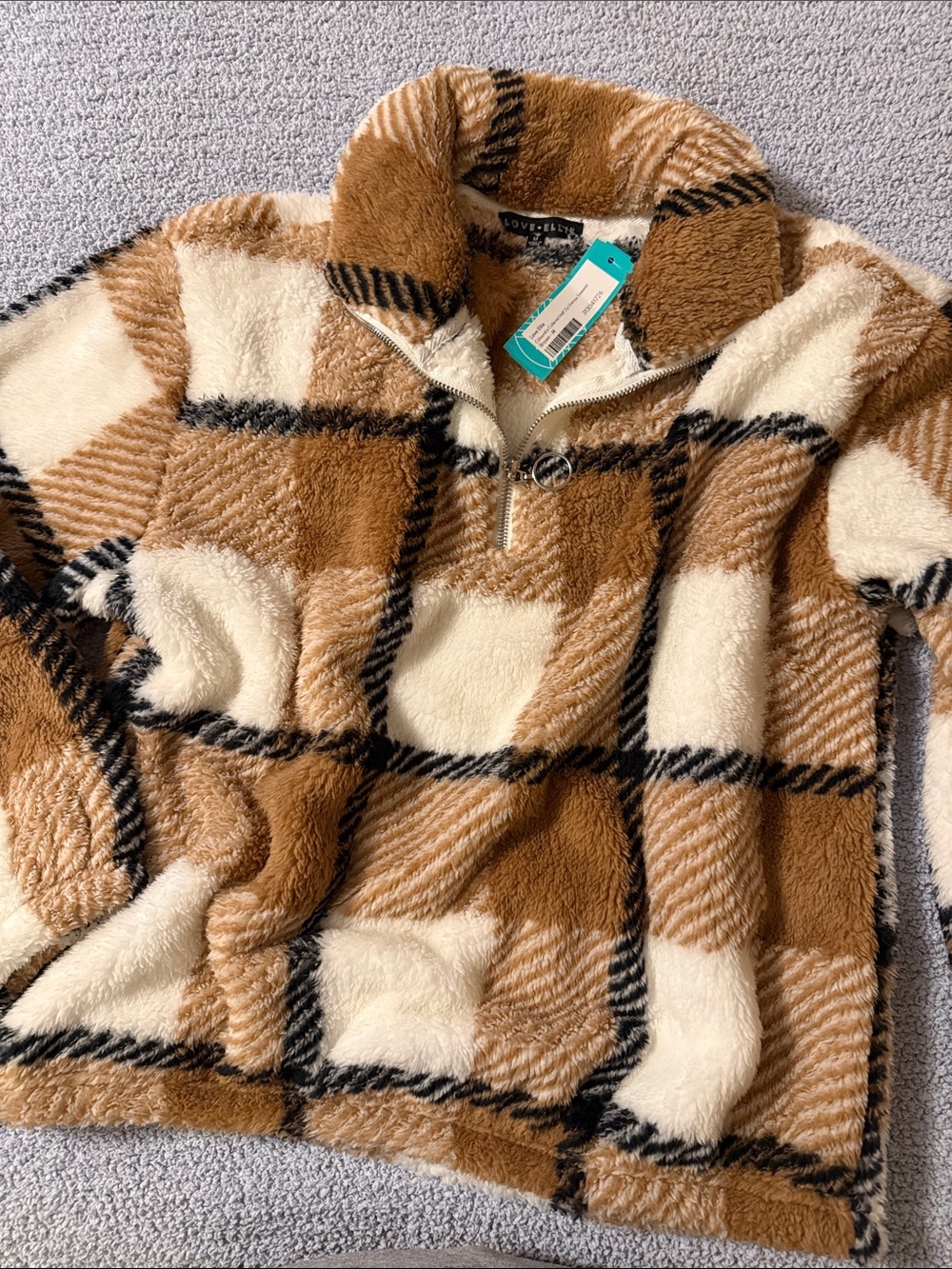 NWT Love Ellie Half Zip Sherpa Sweater